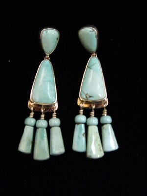 Michael-Grant-MG1218-Three-drop-light-blue-Carico-Lake-Earrings
