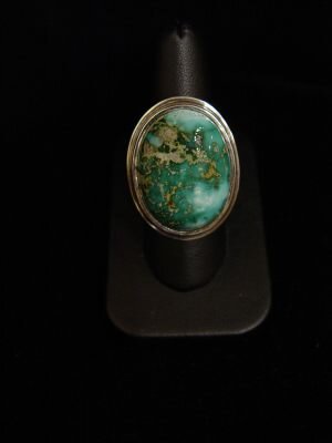 Michael-Grant-MG1245-SS-ring-Lg-Hi-Dome-Dk-Green-Fox